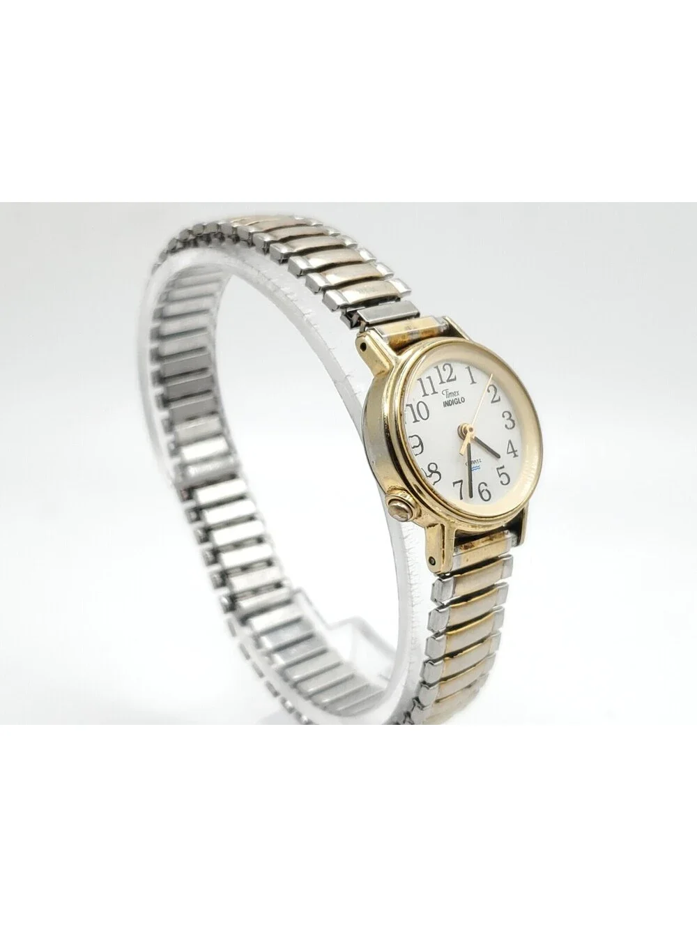 Vintage 1995 Timex Indiglo Womens Watch New Battery White Dial Two-Tone...